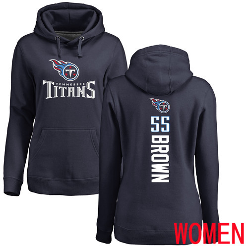 Tennessee Titans Navy Blue Women Jayon Brown Backer NFL Football #55 Pullover Hoodie Sweatshirts->women nfl jersey->Women Jersey
